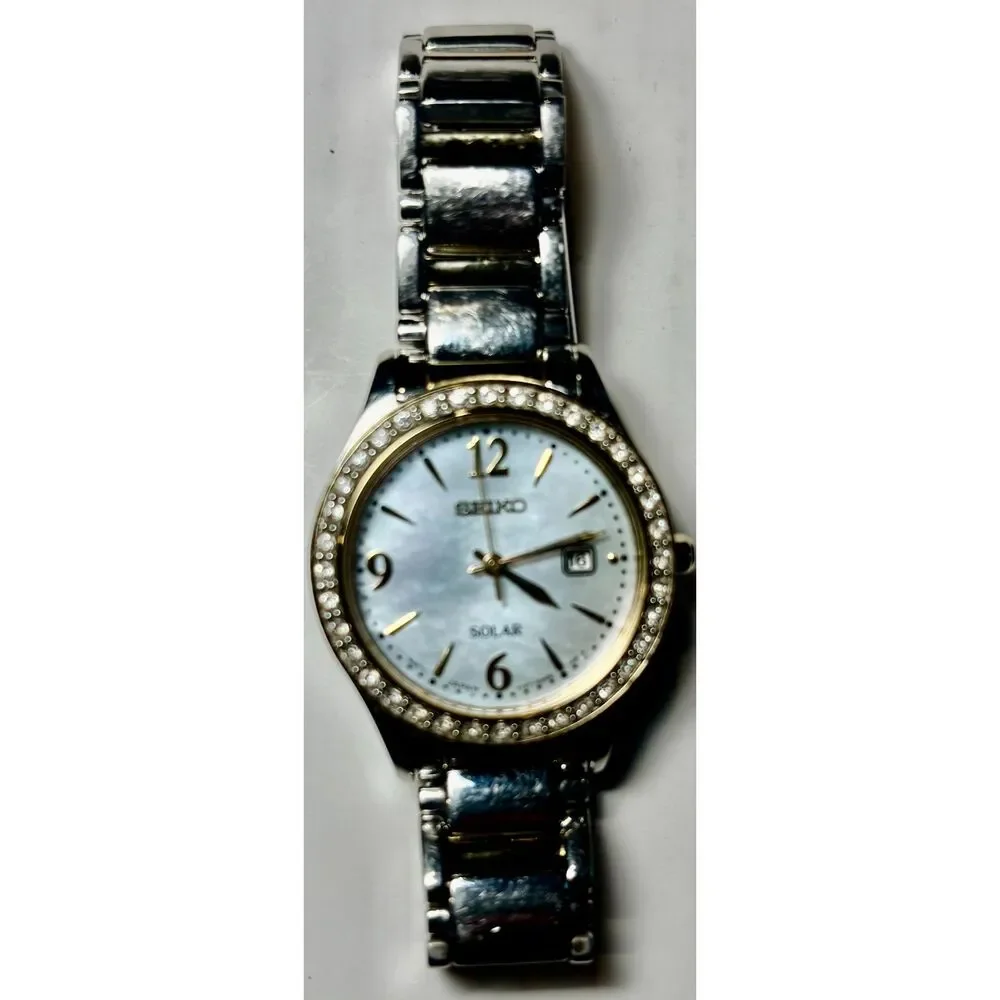 Seiko SUT126 Solar Two-Tone Crystal Bezel Dress Watch